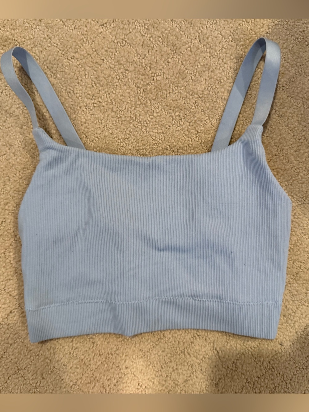 Light Blue Ribbed Cropped Bralette